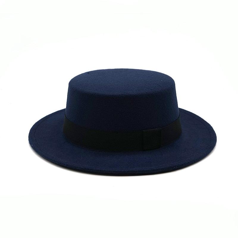 Classic Retro Wide Brim Fedora Hat with Belt Detail