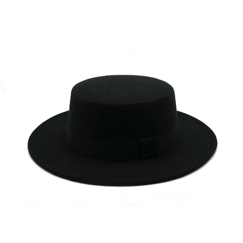 Classic Retro Wide Brim Fedora Hat with Belt Detail