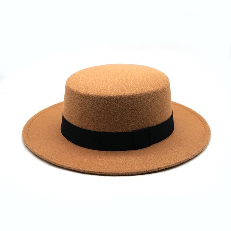 Classic Retro Wide Brim Fedora Hat with Belt Detail