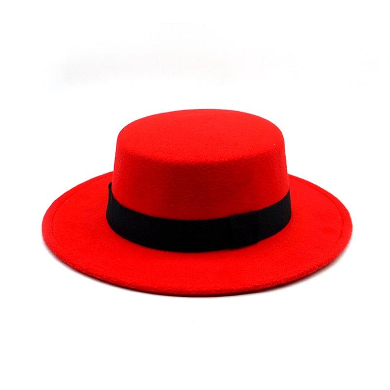 Classic Retro Wide Brim Fedora Hat with Belt Detail