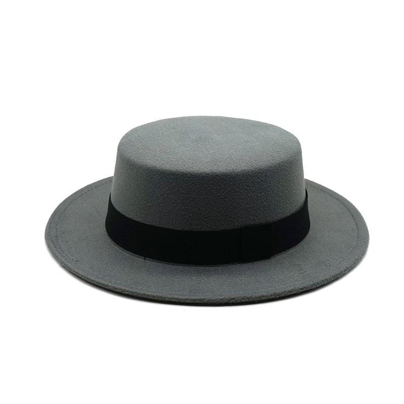 Classic Retro Wide Brim Fedora Hat with Belt Detail