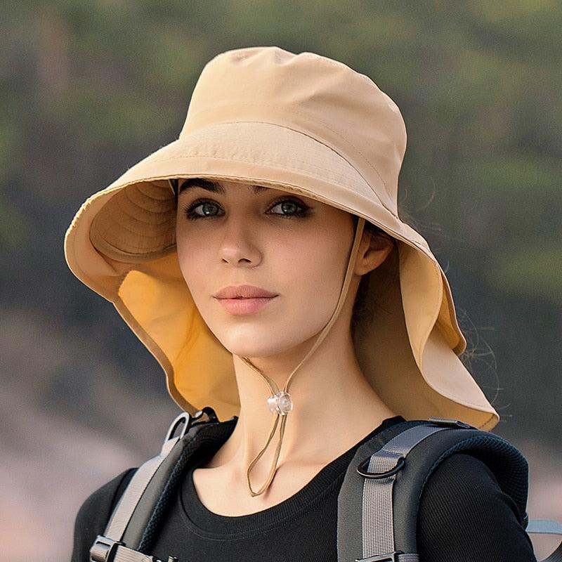 Unisex Wide Brim Safari Sun Hat with UV Neck Protection