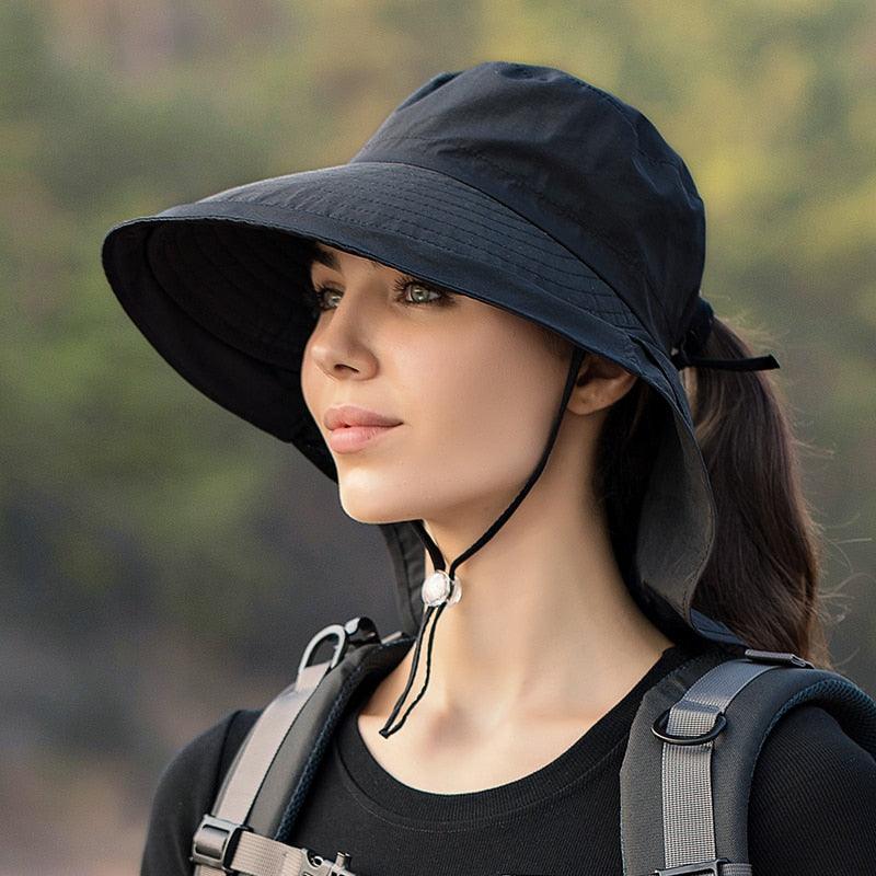 Unisex Wide Brim Safari Sun Hat with UV Neck Protection