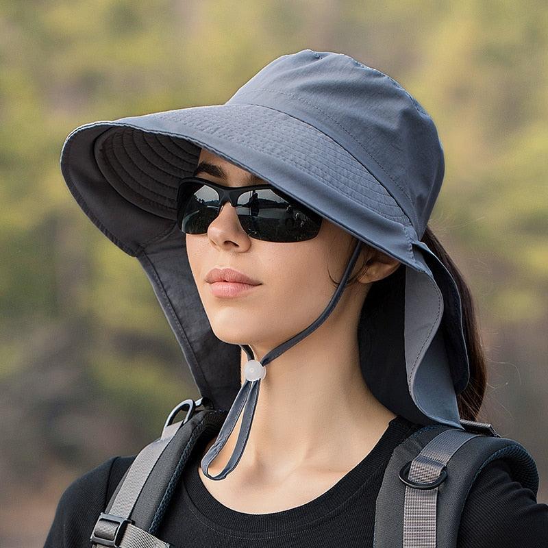 Unisex Wide Brim Safari Sun Hat with UV Neck Protection