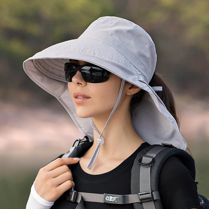 Unisex Wide Brim Safari Sun Hat with UV Neck Protection