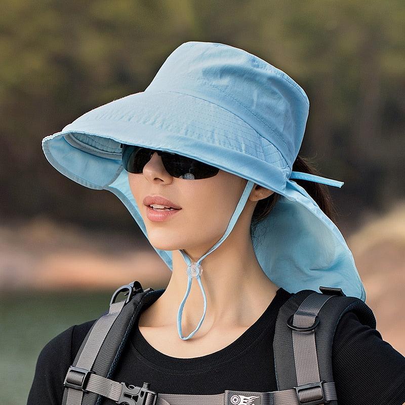 Unisex Wide Brim Safari Sun Hat with UV Neck Protection