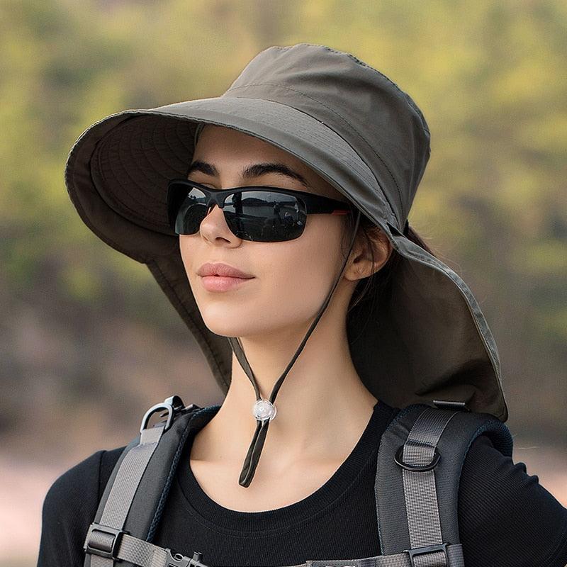 Unisex Wide Brim Safari Sun Hat with UV Neck Protection