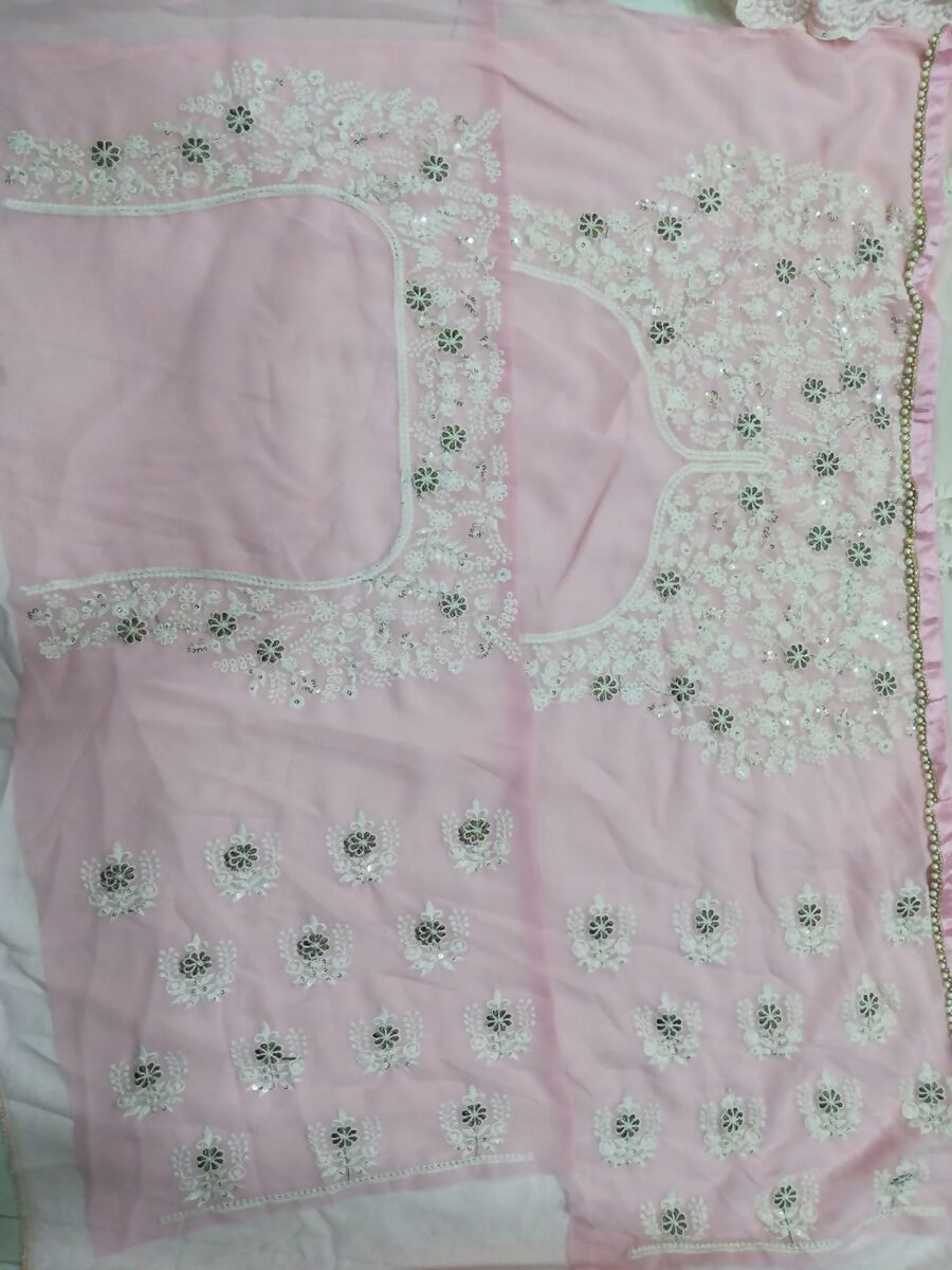 Baby Pink Faux Georgette Lehenga Choli with Sequins and Embroidery