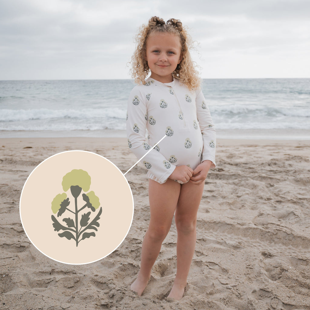 Girl's Long Sleeve Swimsuit | Marigold