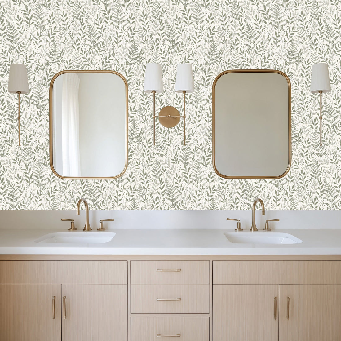 Onyx Floral Removable Wallpaper in Sage Green and Off-White