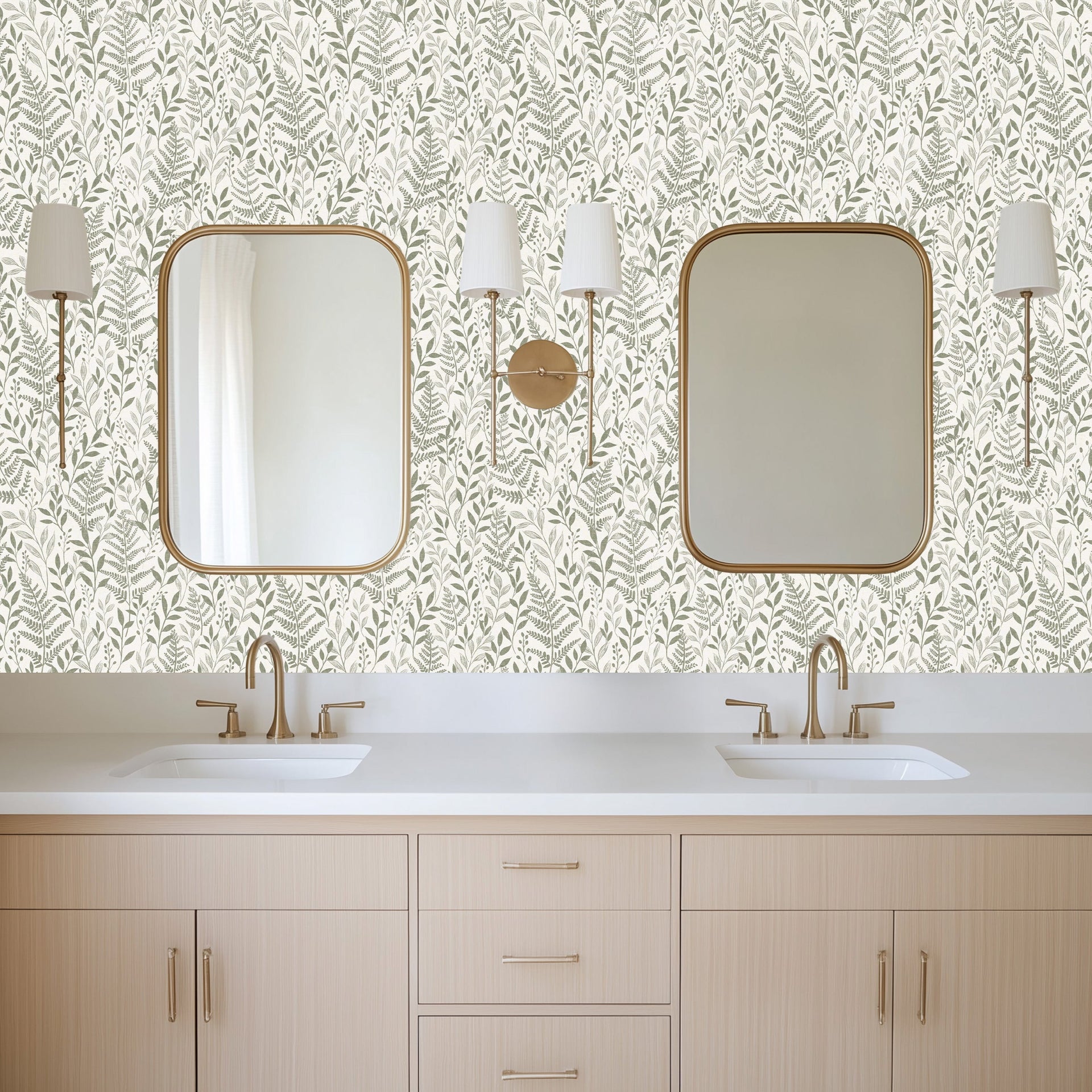 Onyx Floral Removable Wallpaper in Sage Green and Off-White
