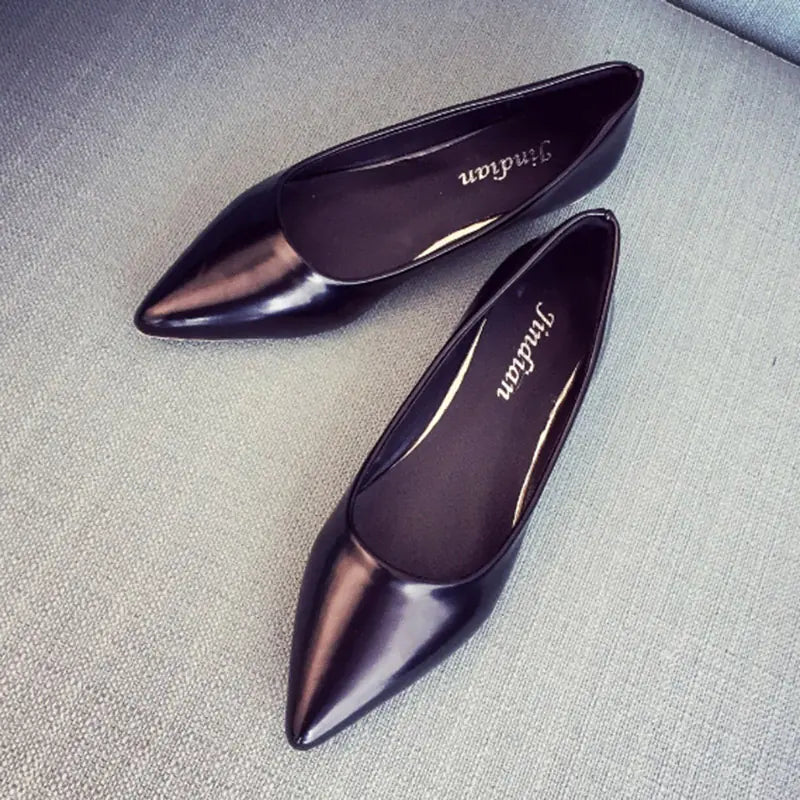 Women's Pointed Toe Flat Shoes in Black or Nude Work Shoes - Image 6