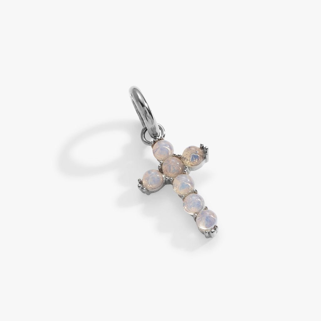 Opal Cross Interchangeable Charm in Silver or Gold Stainless Steel