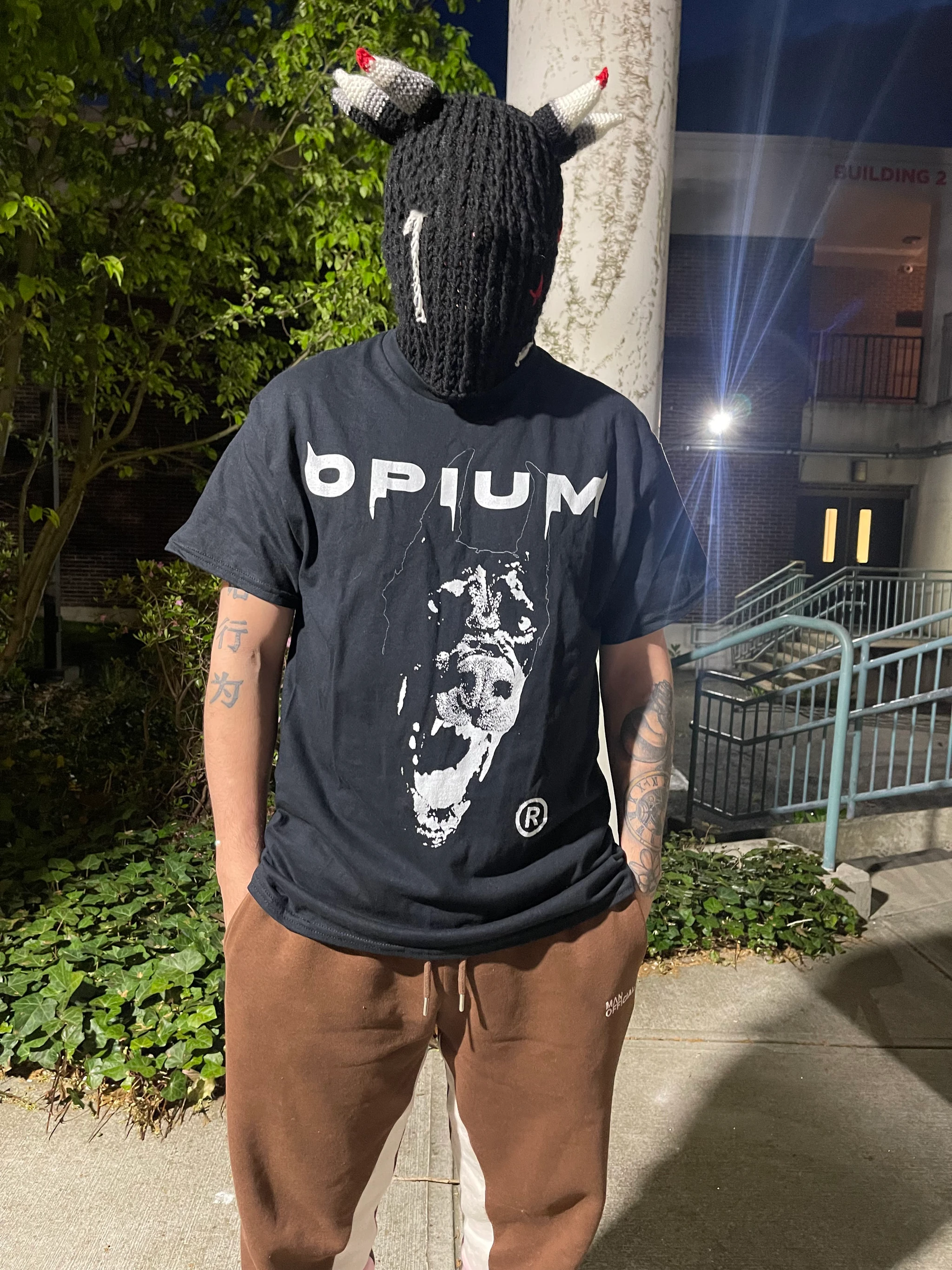 Opium Dobermann Graphic Streetwear Tee in Black