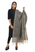 Elegant navy blue handloom cotton dupatta, perfect for versatile ethnic styling.