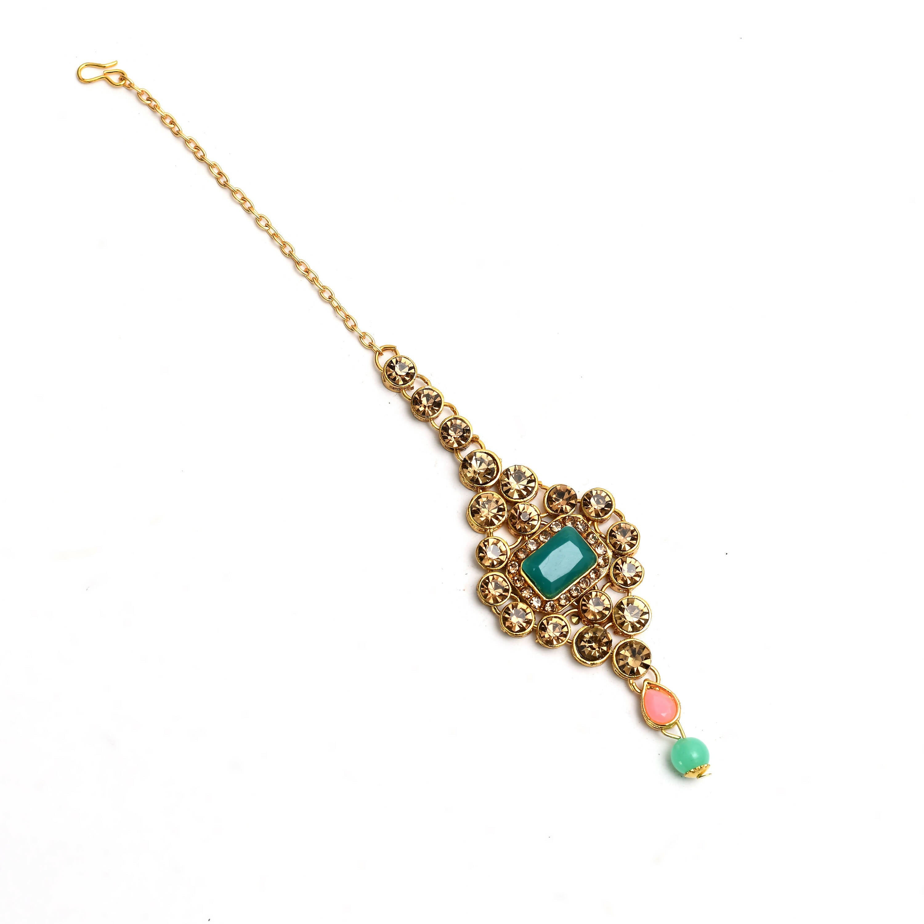 Heavy Rajwadi Design Multi-Color Gold-Polished Necklace Set