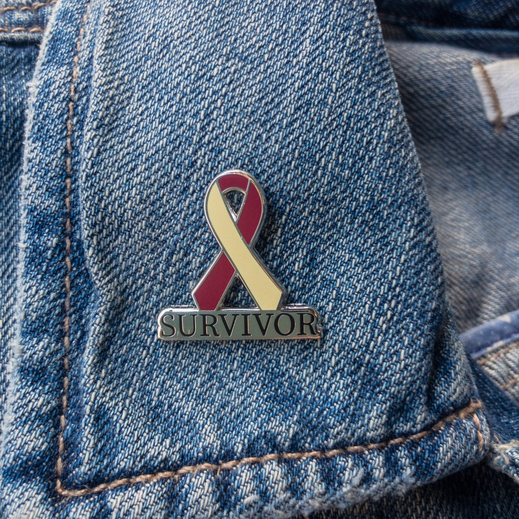Oral, Head and Neck Cancer Survivor Awareness Ribbon Enamel Pin – 1-inch