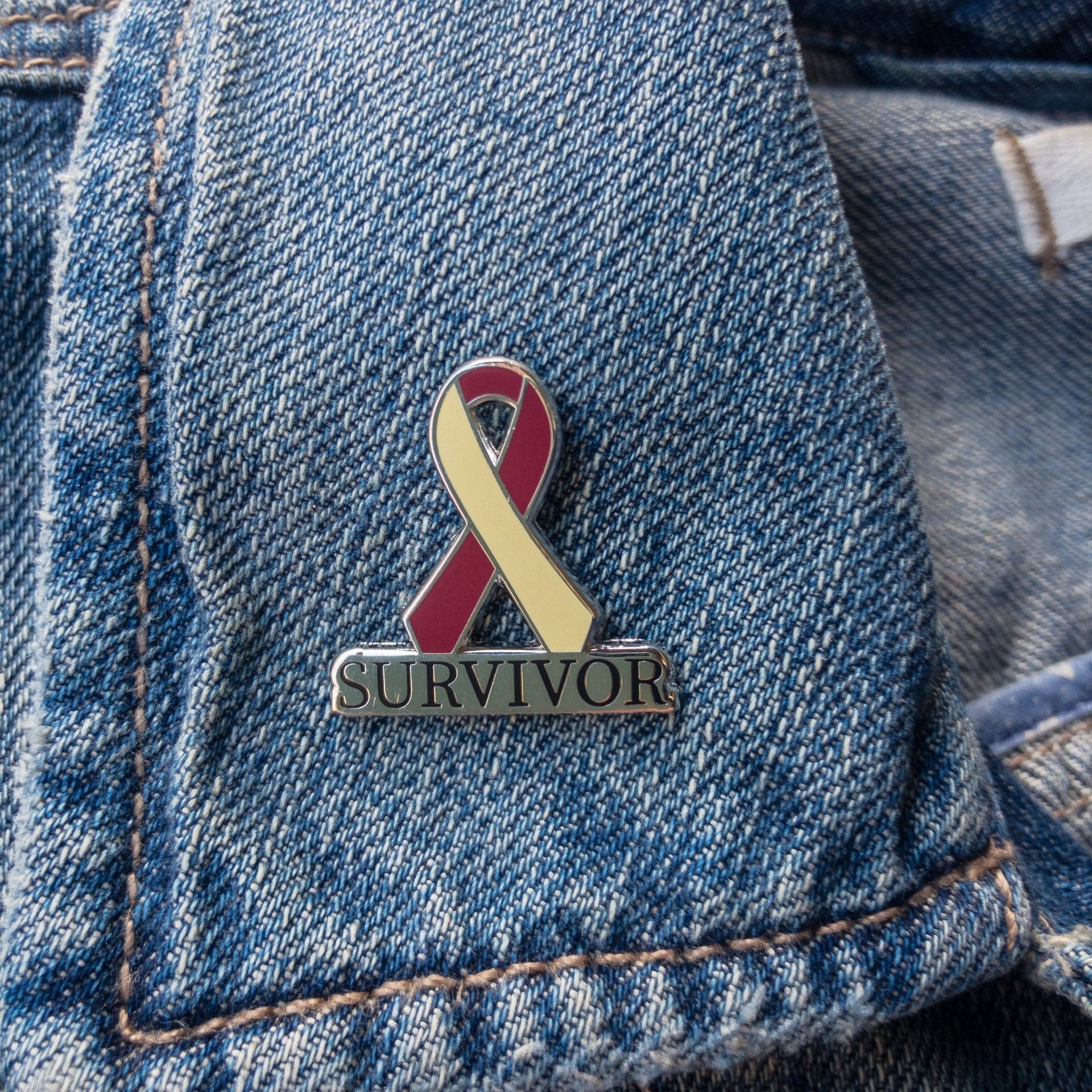 Oral, Head and Neck Cancer Survivor Awareness Ribbon Enamel Pin – 1-inch