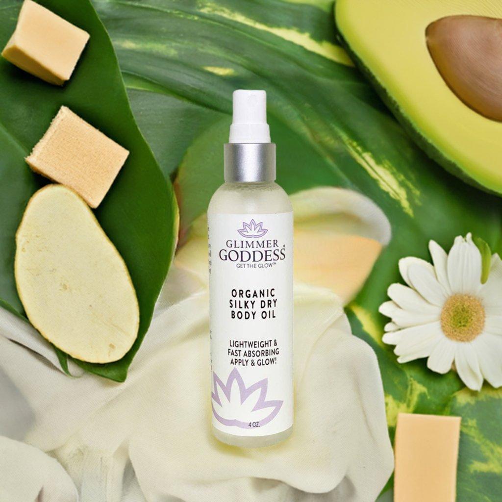 Organic Silky Dry Body Oil 4 oz – Fast-Absorbing with Rosemary, Sunflower & Vitamin E