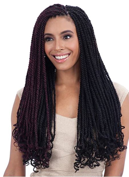 FreeTress Equal 24-inch Cuban Twist Braid in black and burgundy