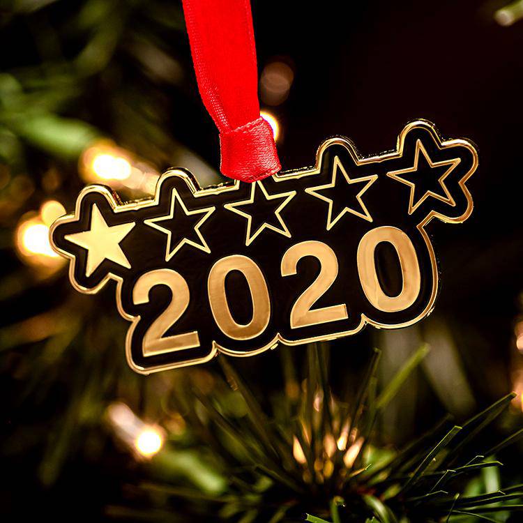 Metal Christmas Ornament - Gold 2020 Bad Review Holiday Decoration Gift Box