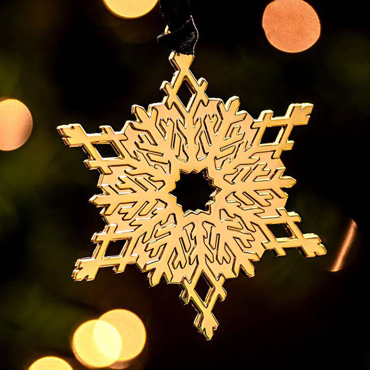Gold Snowflake Metal Christmas Ornament