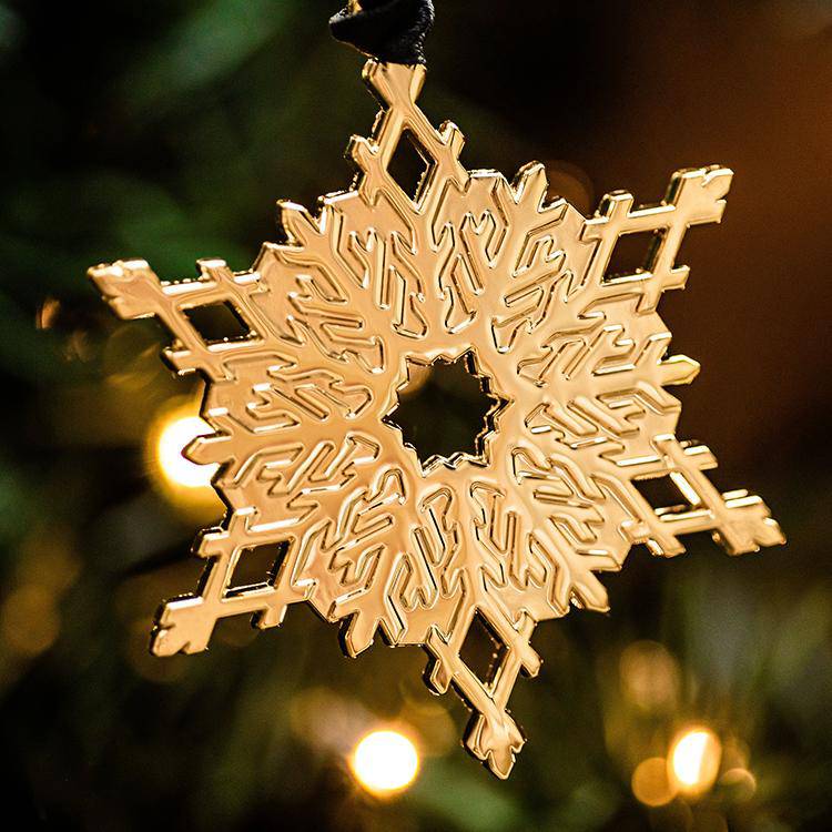 Gold Snowflake Metal Christmas Ornament