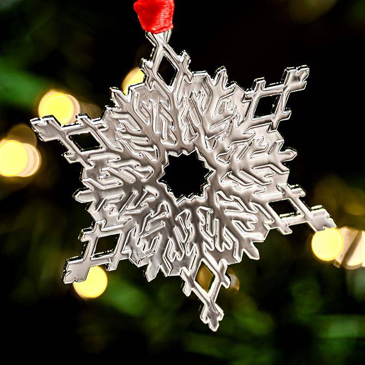 Shiny Silver Snowflake Metal Christmas Ornament
