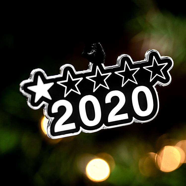 Metal Christmas Ornament – Silver 2020 Bad Review Holiday Decoration With Ribbon