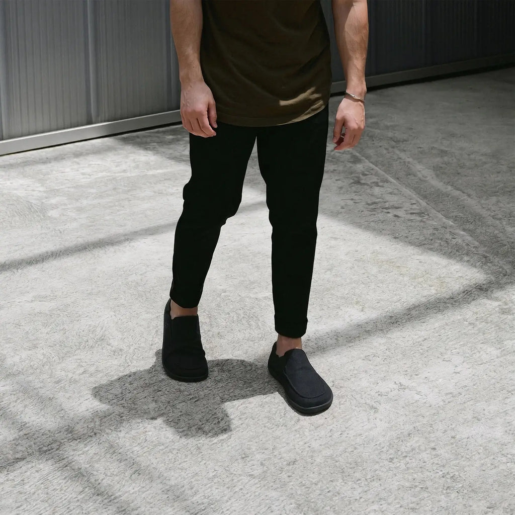 Oso CG2 Minimalist Barefoot Slip-On Shoes in Black Canvas