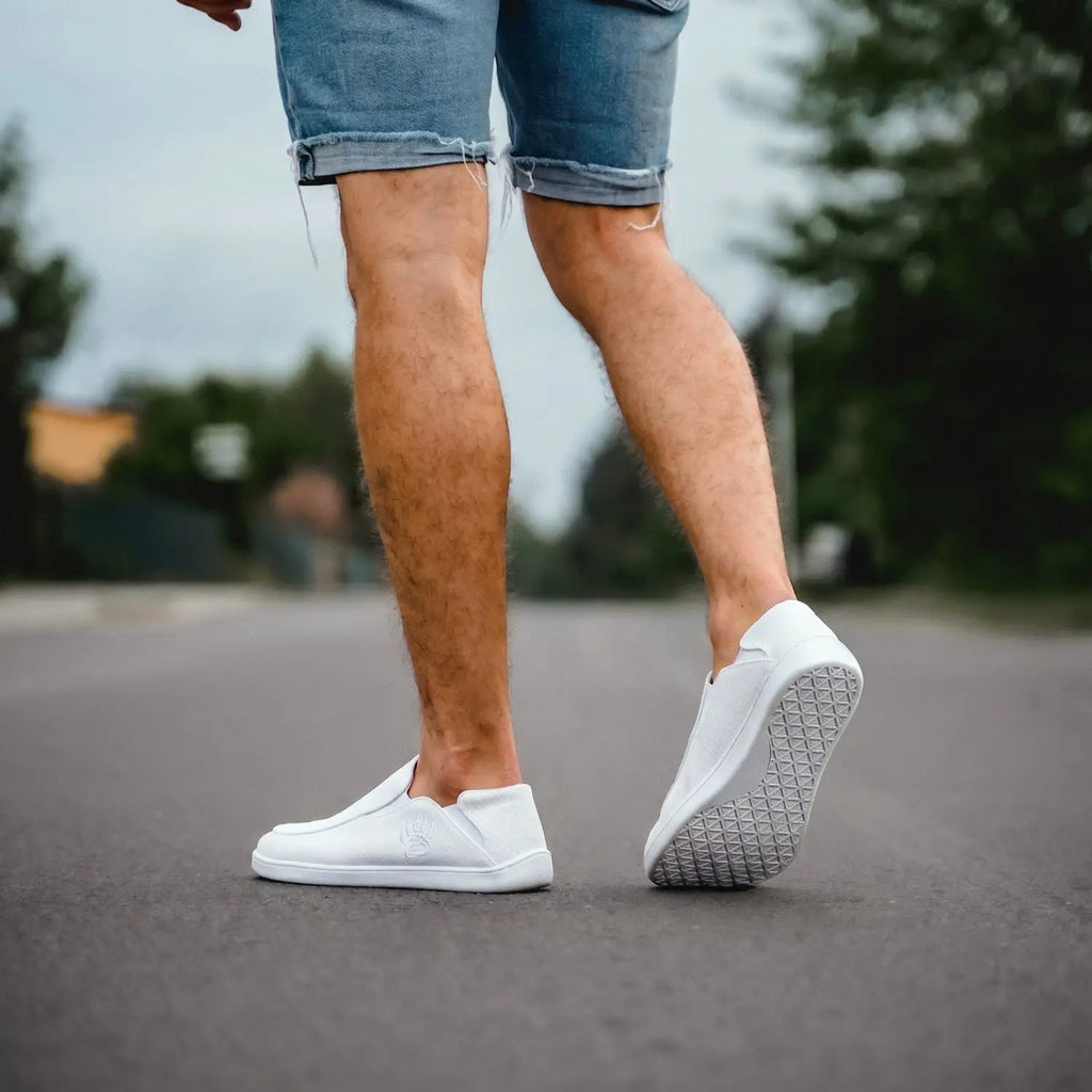Oso CG2 Minimalist Barefoot Slip-On Shoes in White Canvas