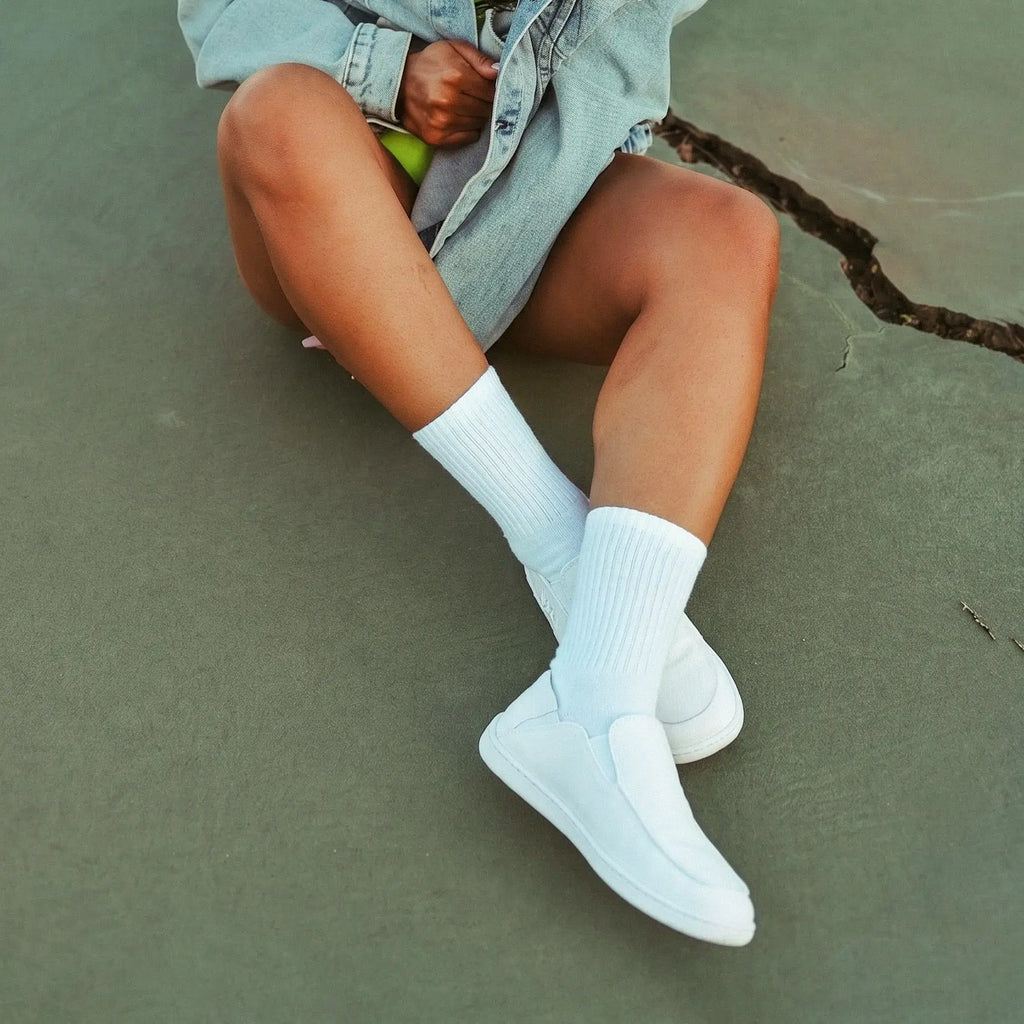 Oso CG2 Minimalist Barefoot Slip-On Shoes in White Canvas