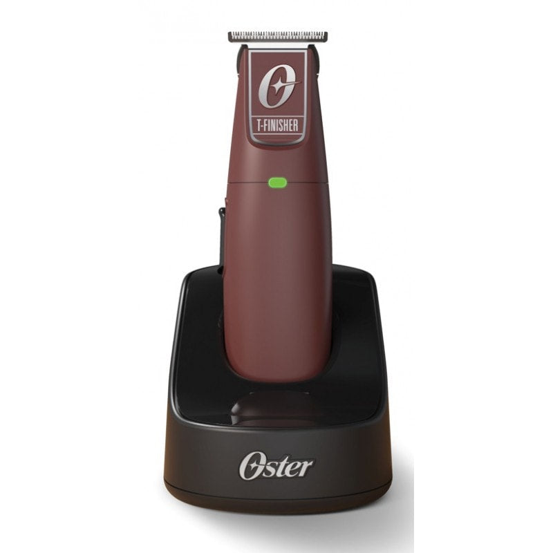 Oster Cordless T-Finisher Trimmer in burgundy with T-blade