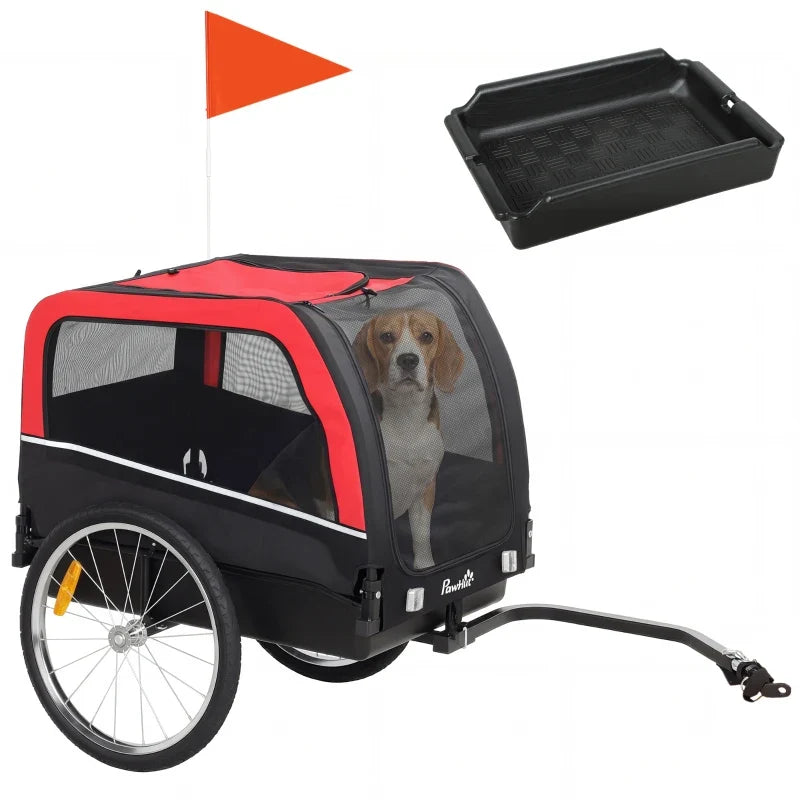 Dog Bike Trailer, Pet Cart Bicycle Carrier with 20" Air Tires, Quick-Release Wheels, Reflectors, Flag
