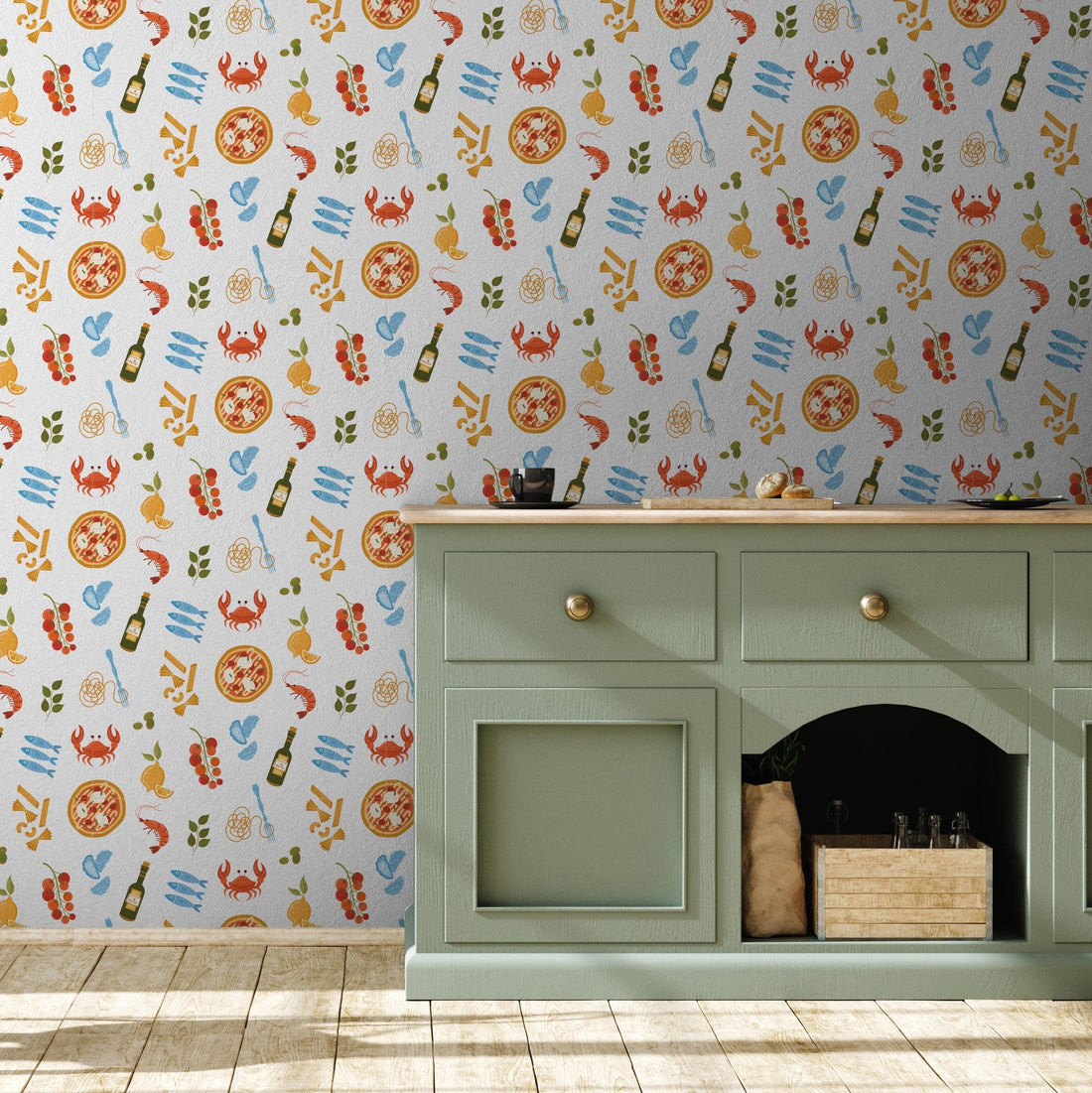 Ottavia wallpaper pattern by Danielle Chandler Design installed on a clean modern wall