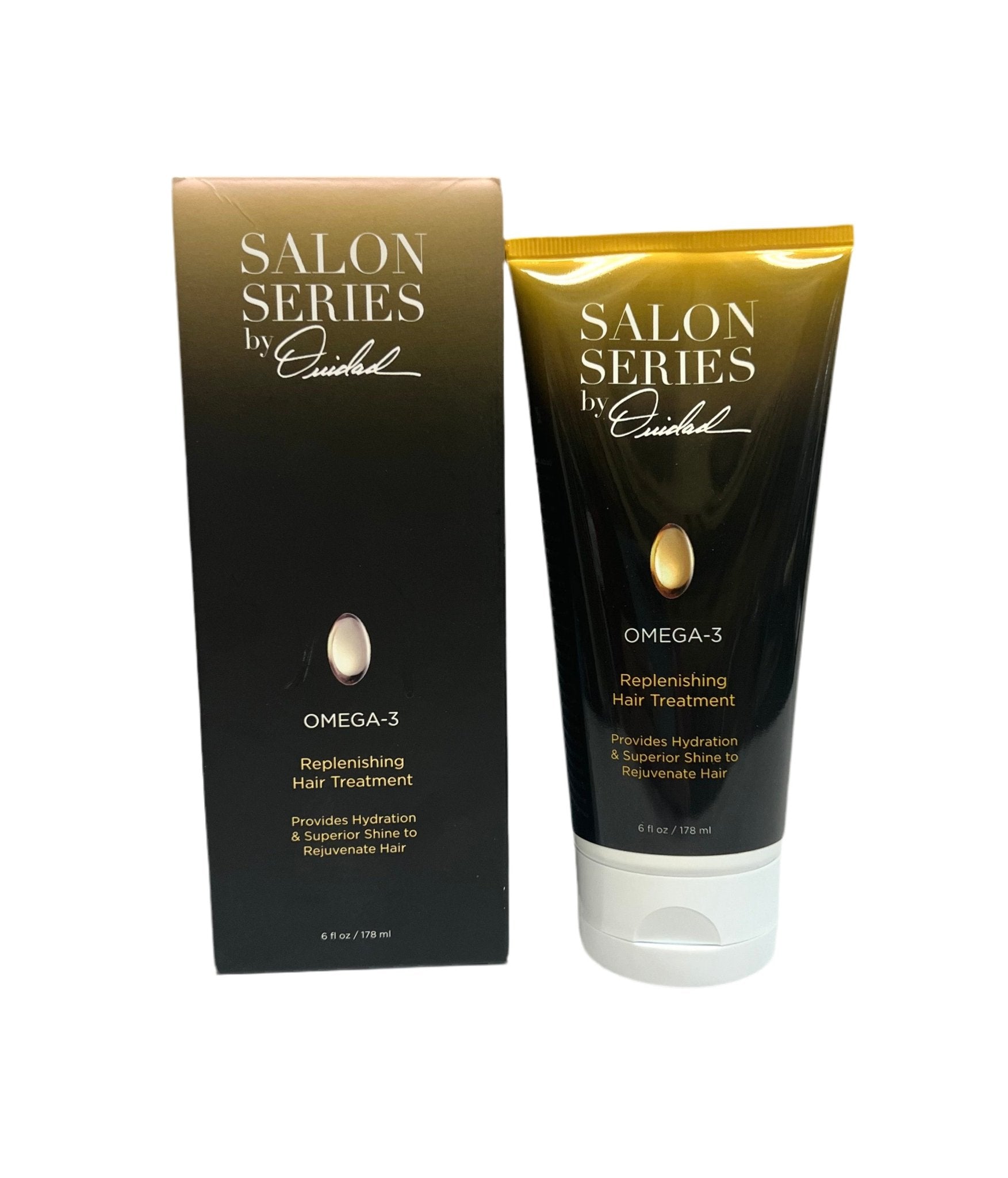 Ouidad Omega-3 Replenishing Hair Treatment 6 fl oz bottle with gold and black branding