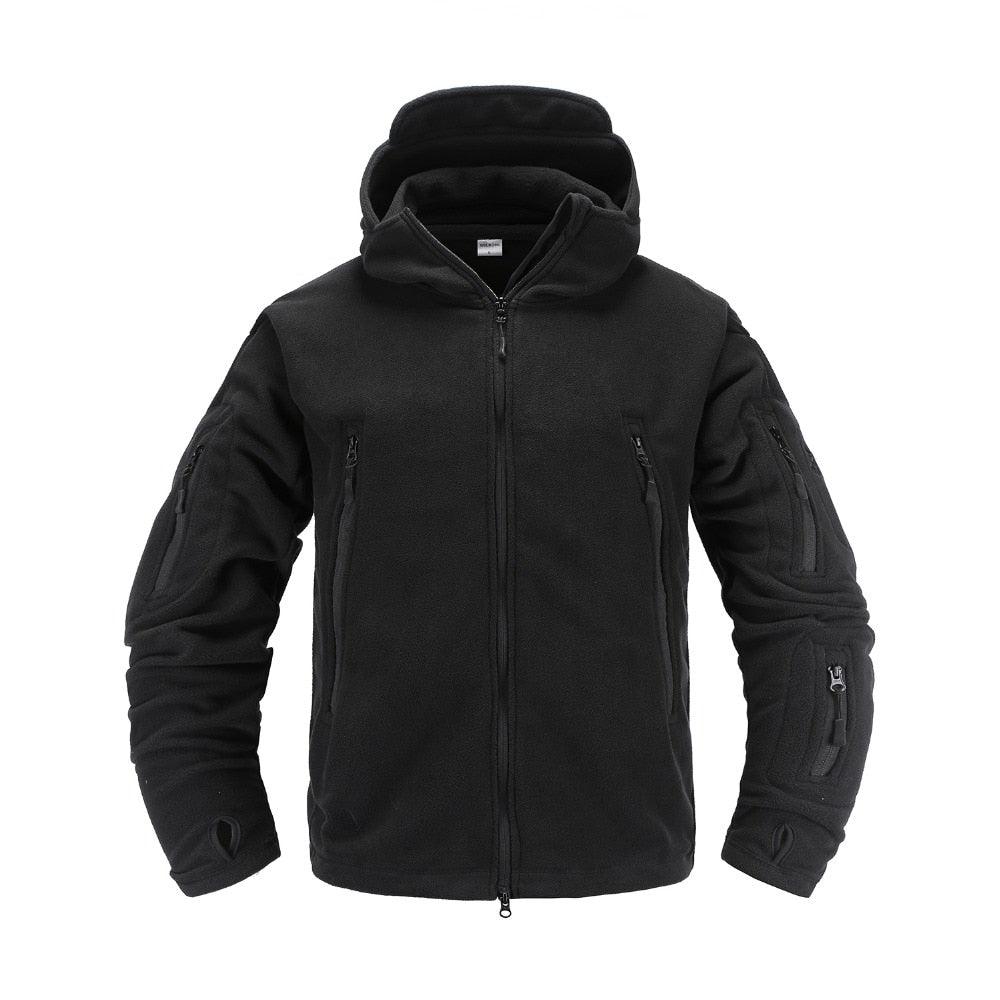 Men's Tactical Fleece Hooded Jacket Thermal Hiking Outdoor Coat