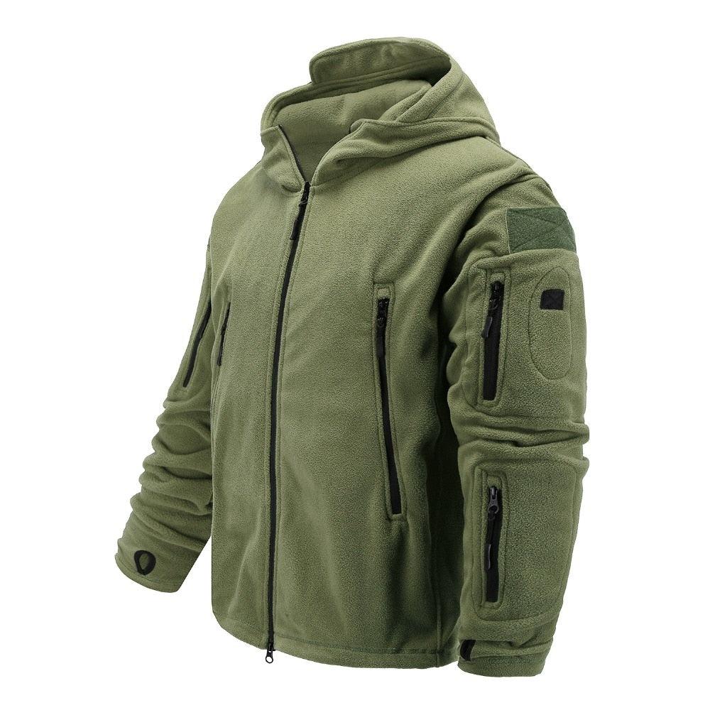 Men's Tactical Fleece Hooded Jacket Thermal Hiking Outdoor Coat