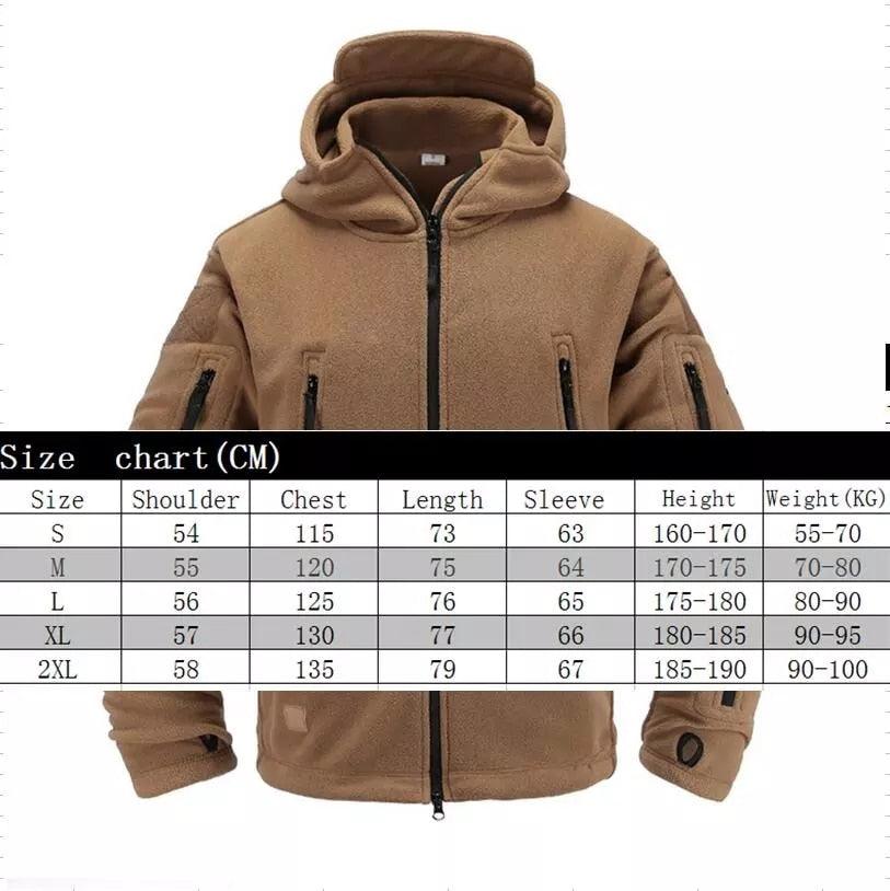 Men's Tactical Fleece Hooded Jacket Thermal Hiking Outdoor Coat