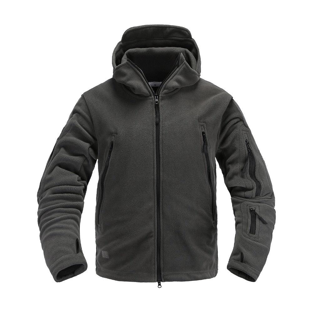 Men's Tactical Fleece Hooded Jacket Thermal Hiking Outdoor Coat