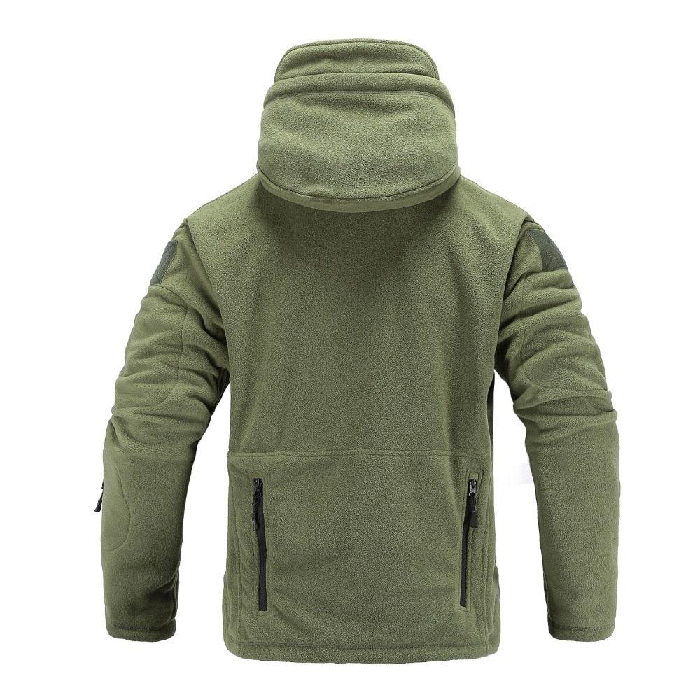 Men's Tactical Fleece Hooded Jacket Thermal Hiking Outdoor Coat