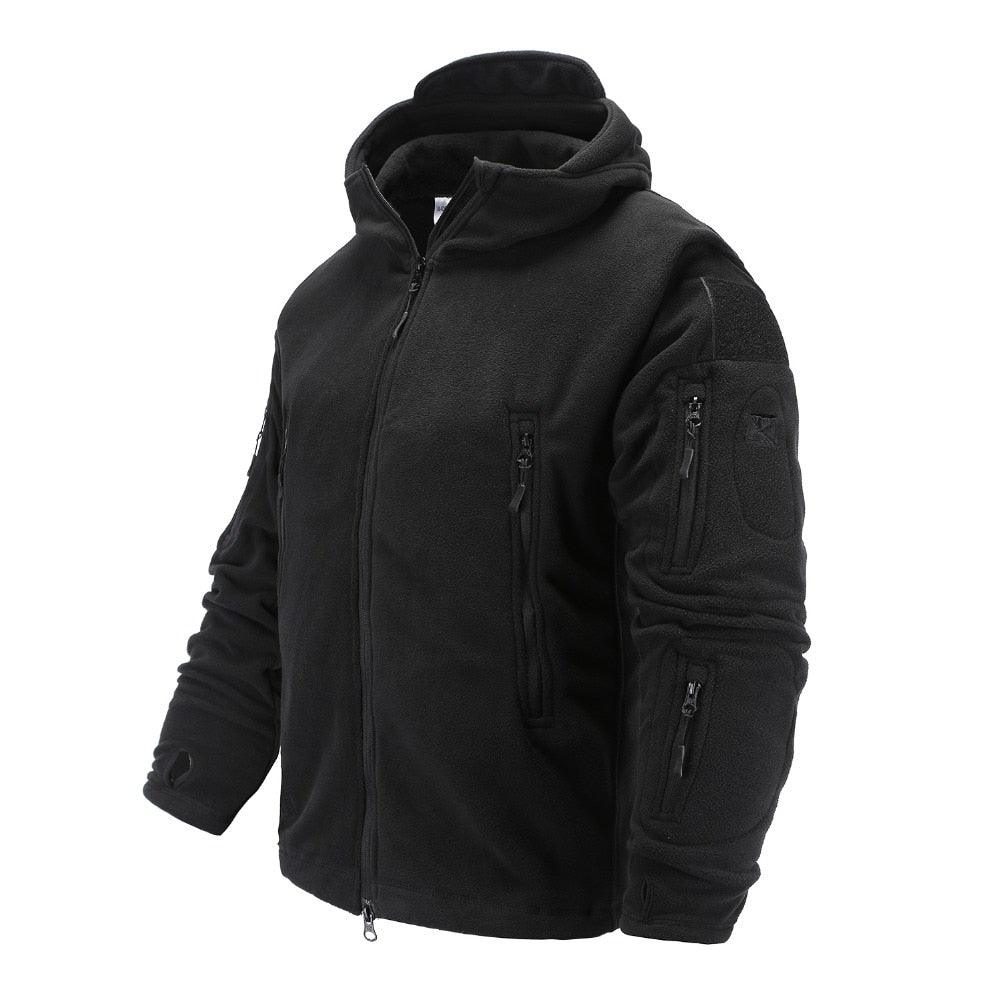 Men's Tactical Fleece Hooded Jacket Thermal Hiking Outdoor Coat
