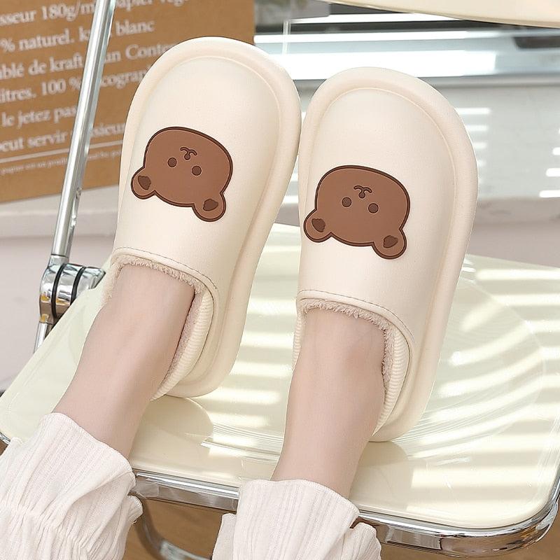 Women's Waterproof Plush Fuzzy Clogs Non-Slip Winter House Slippers