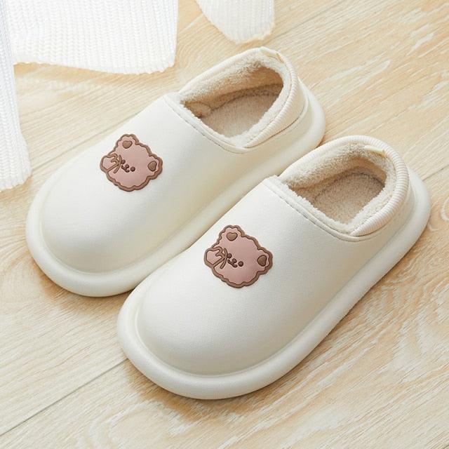 Women's Waterproof Plush Fuzzy Clogs Non-Slip Winter House Slippers