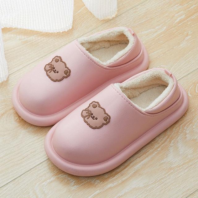 Women's Waterproof Plush Fuzzy Clogs Non-Slip Winter House Slippers