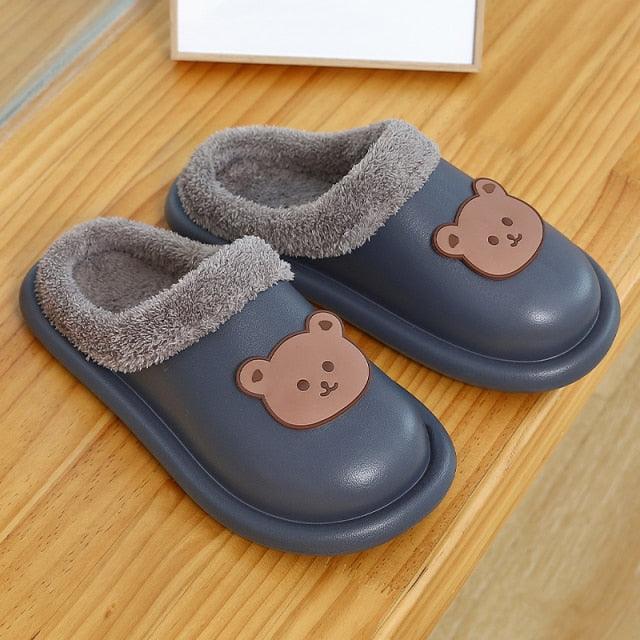 Women's Waterproof Plush Fuzzy Clogs Non-Slip Winter House Slippers