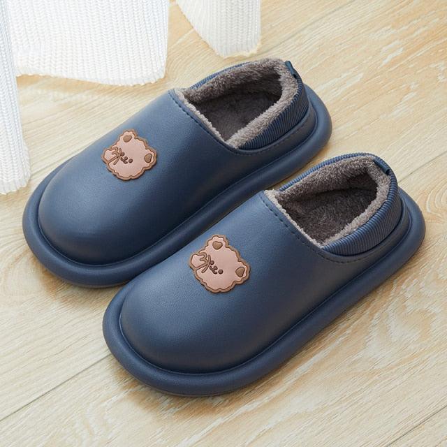 Women's Waterproof Plush Fuzzy Clogs Non-Slip Winter House Slippers