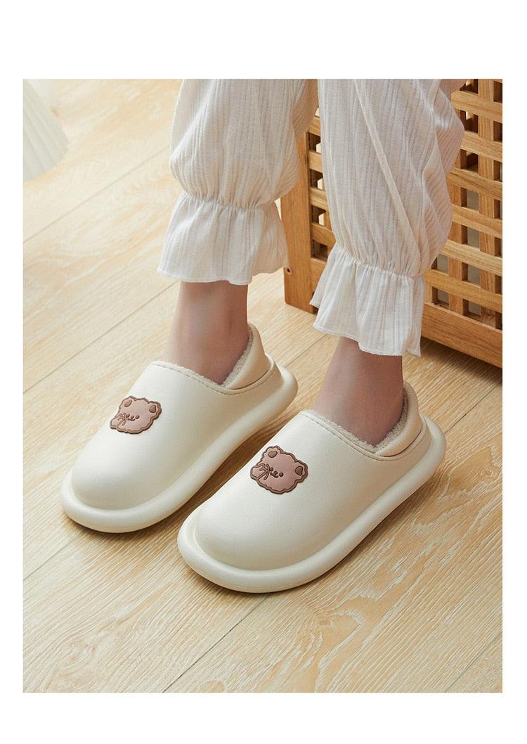 Women's Waterproof Plush Fuzzy Clogs Non-Slip Winter House Slippers