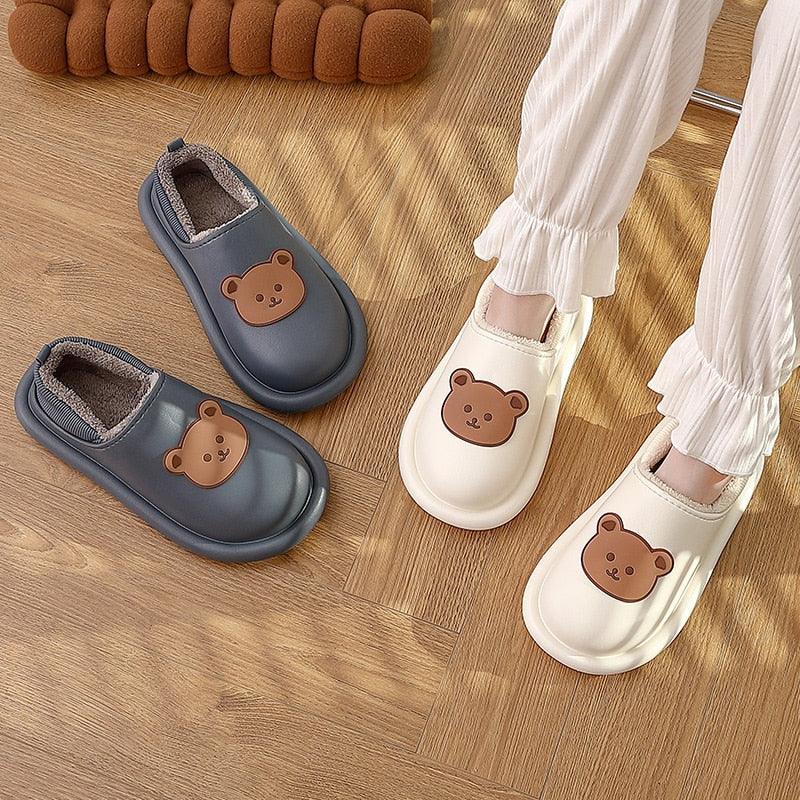 Women's Waterproof Plush Fuzzy Clogs Non-Slip Winter House Slippers