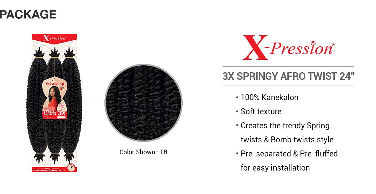 24-Inch X-Pression Twisted Up 3X Springy Afro Twist Crochet Braids